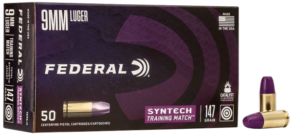 Federal AE9SJ3 Syntech Training Match 9mmLuger 147gr Total Syntech Jacket Flat Nose 50 Per Box/10 Case