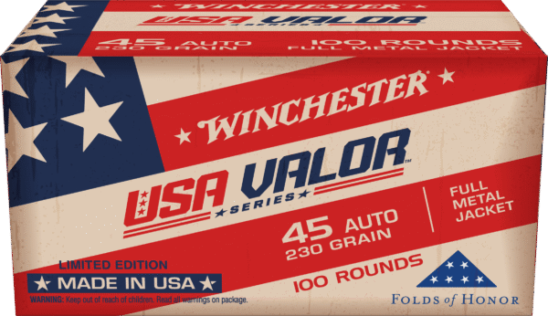 Winchester Ammo USAV45A USA Valor  45ACP 230gr Full Metal Jacket 100 Per Box/5 Case