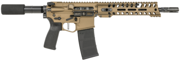 Patriot Ordnance Factory 01797 Renegade + Direct Impingement 300 Blackout 30+1 10.50" Black Nitride Aluminum Barrel, 9" M-LOK Handguards, Burnt Bronze Aluminum Buffer Tube, Black Polymer Grips