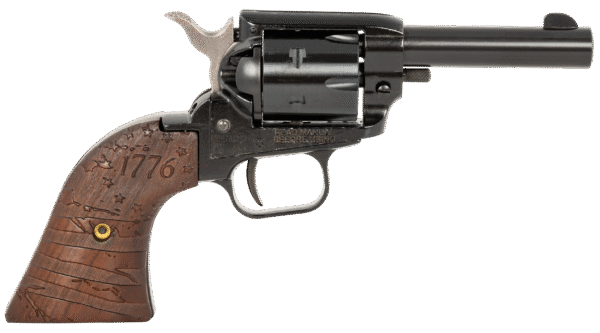 Heritage Mfg BK22B3WBRN35 Barkeep  22 LR 6 Shot, 3" Black Oxide Steel Barrel, Black Oxide Zinc Alloy Frame, Black Oxide Cylinder, Wood w/1776 Flag Engraved Grip, Hammer Block Safety, Exposed Hammer