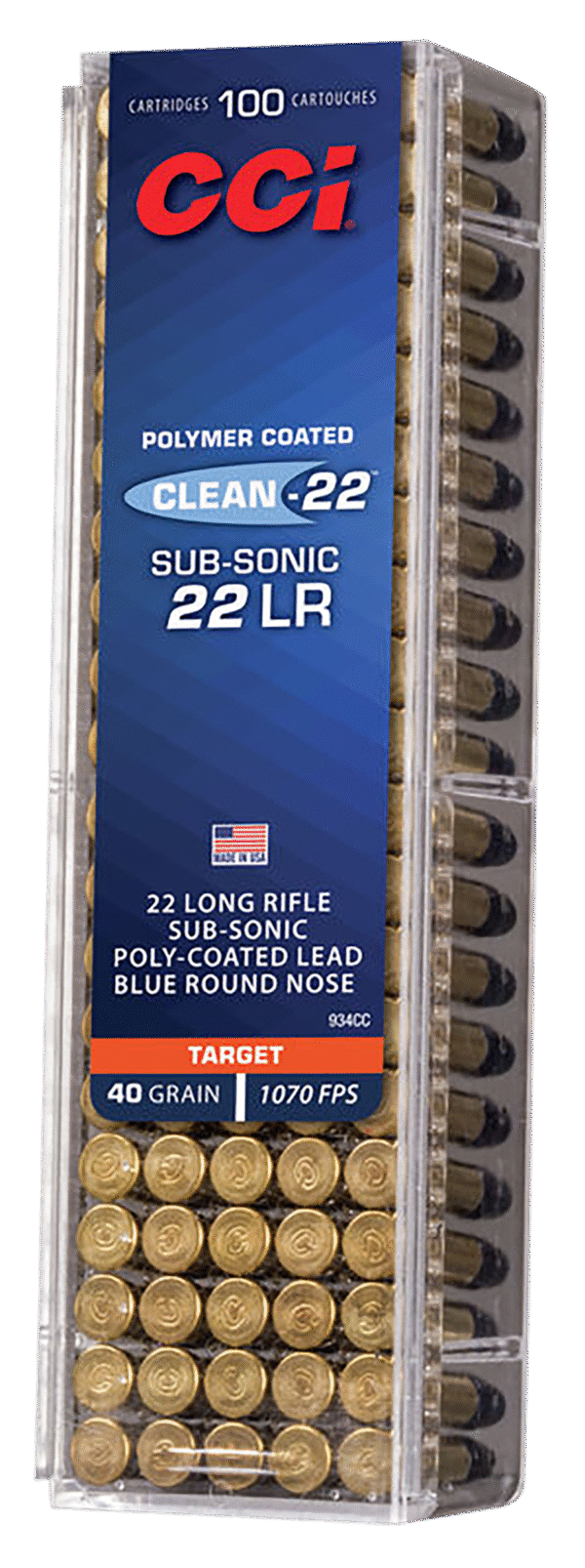 CCI 934CC Clean-22 Subsonic 22LR 40gr Lead Round Nose 100 Per Box/50 Case