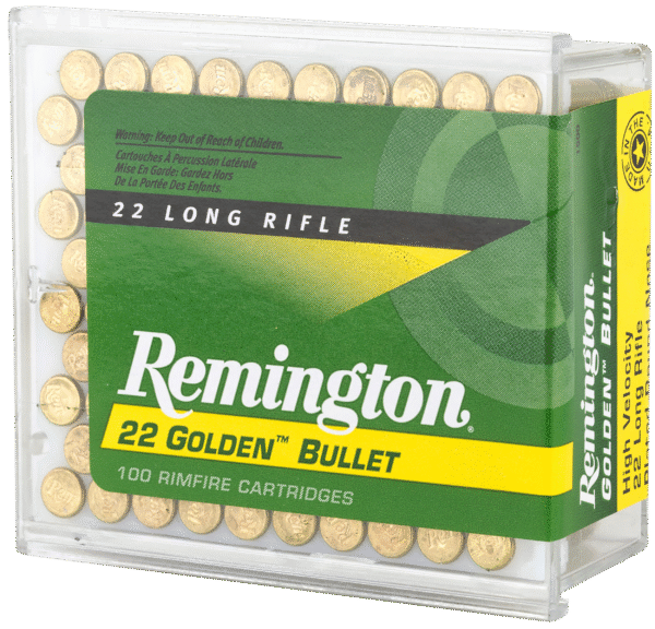 Remington Ammunition 21276 Golden Bullet  22LR 40gr Plated Lead Round Nose 100 Per Box/50 Case