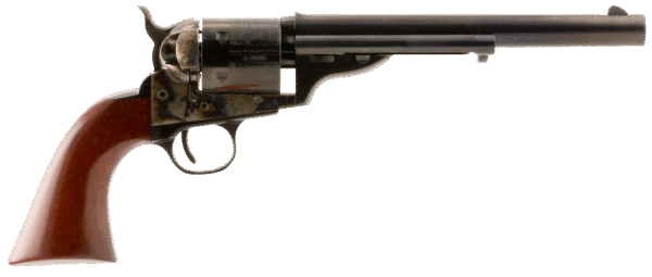 Taylors & Company 550695 1860 Open-Top 38 Special Caliber with 7.50" Blued Finish Barrel, 6rd Capacity Blued Finish Cylinder, Color Case Hardened Finish Steel Frame & Walnut Army Size Grip
