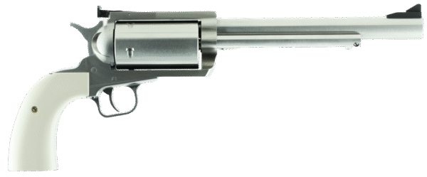 Magnum Research BFR45707B BFR Long Cylinder Extra Large Frame 45-70 Gov 5 Shot, 7.50" Brushed Stainless Steel Barrel, Cylinder & Frame, Bisley White Laminate Grip, Exposed Hammer