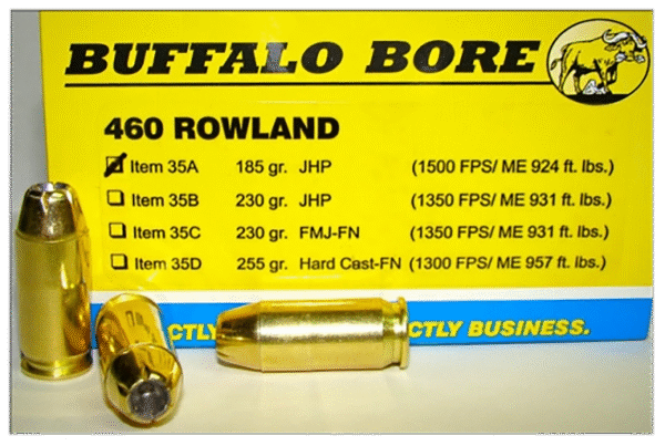 Buffalo Bore Ammunition 35A20 Personal Defense Strictly Business 460Rowland 185gr Jacket Hollow Point 20 Per Box/12 Case