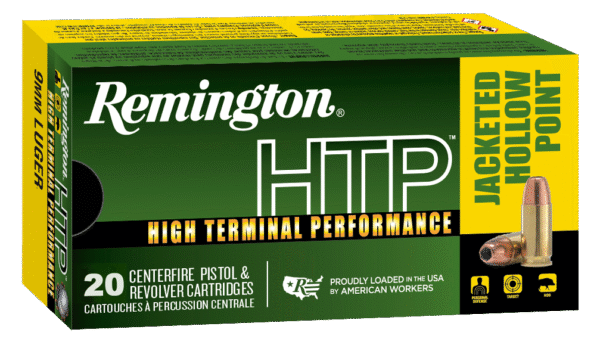 Remington Ammunition 28295 HTP  9mmLuger 147gr Jacketed Hollow Point 20 Per Box/25 Case