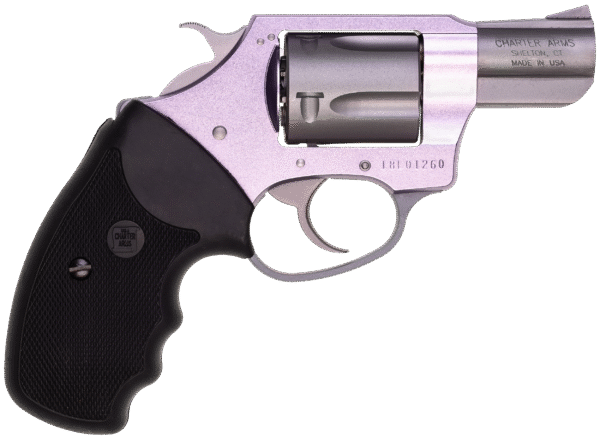 Charter Arms 53840 Undercover Lite Lavender Lady Small 38 Special 5rd 2" Stainless Steel Barrel & Cylinder, Lavender Aluminum Frame, Black Finger Grooved Rubber Grip, Exposed Hammer
