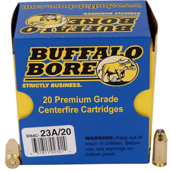 Buffalo Bore Ammunition 23A20 Heavy Strictly Business 40S&W +P 155gr Jacket Hollow Point 20 Per Box/12 Case