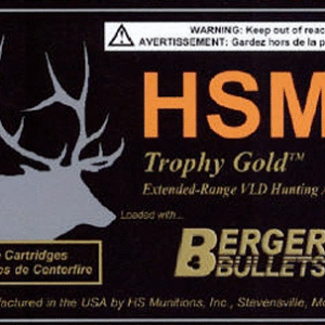 HSM 6REM95VLD Trophy Gold Extended Range 6mm 95 gr Berger Hunting VLD Match 20 Per Box/ 25 Case