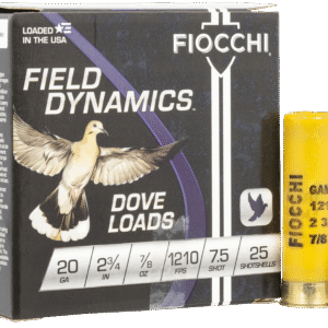 Fiocchi 20GT75 Field Dynamics Dove & Quail 20Gauge 2.75" 7/8oz 7.5Shot 25 Per Box/10 Case