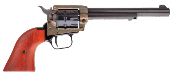 Heritage Mfg RR22999CH6 Rough Rider  22 LR 9 Shot, 6.50" Black Steel Barrel, Simulated Case Hardened Zinc Alloy Frame, Black Cylinder, Cocobolo Grip, Hammer/Thumb Safety, Exposed Hammer
