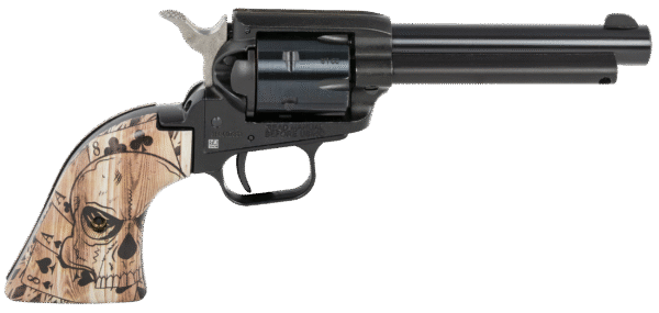 Heritage Mfg RR22B4DMH Rough Rider 22 LR 6 Shot 4.75" Black Oxide Barrel, Cylinder & Frame Dead Man's Hand Ivory Grips