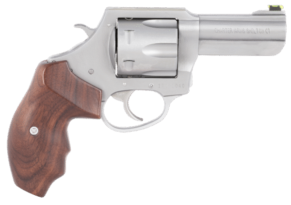 Charter Arms 73526 Professional V Extra Large, 357 Mag 6 Shot 3" Matte Stainless Steel Barrel, Cylinder & Frame w/Finger Grooved Wood Grip