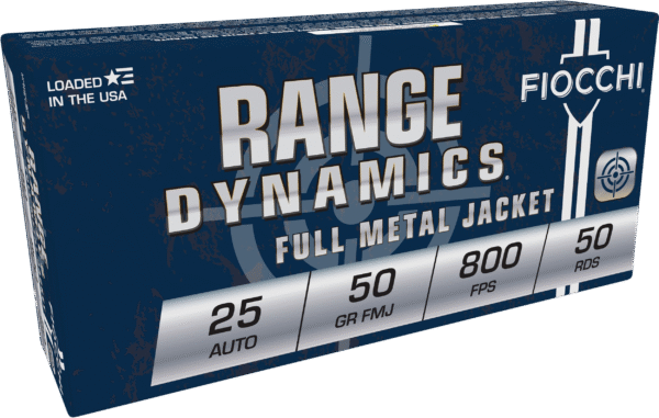 Fiocchi 25AP Range Dynamics 25ACP 50gr Full Metal Jacket 50 Per Box/20 Case