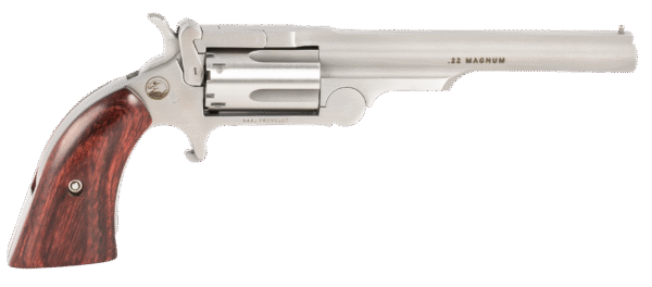North American Arms 22MCR4 Ranger II  22 LR or 22 WMR Caliber with 4" Barrel, 5rd Capacity Cylinder, Overall Stainless Steel Finish & Rosewood Boot Grip Includes Cylinder