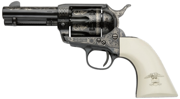 Pietta GW9LLE312NMUI Great Western II Liberty 9mm Luger 6rd 3.50" Blued Engraved Octagon Steel Barrel & Cylinder, Blued Engraved Steel Frame, Ultra Ivory w/Engraved Liberty Eagle Grip, Exposed Hammer