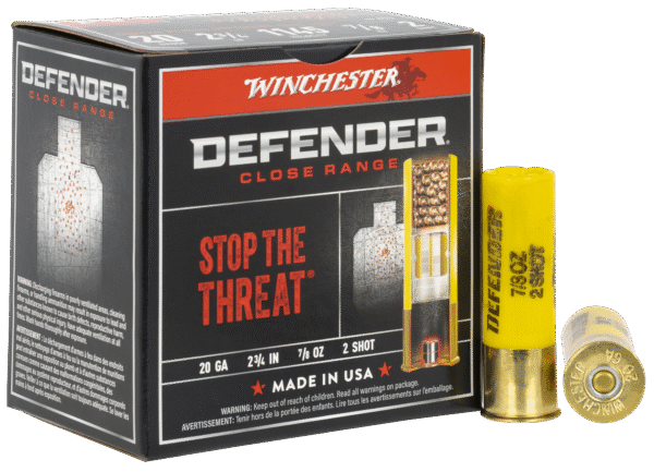 Winchester Ammo S202PD25 Defender 20Gauge 2.75" 7/8oz 2Shot 25 Per Box/10 Case