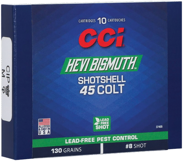 CCI 3746B Pest Control HEVI-Bismuth 45Colt 130gr Shotshell #8 Shot Aluminum Case 10 Per Box/20 Case