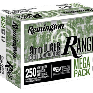 Remington Ammunition R23965 Range Mega Pack 9mmLuger 115gr Full Metal Jacket 250 Per Box/4 Case