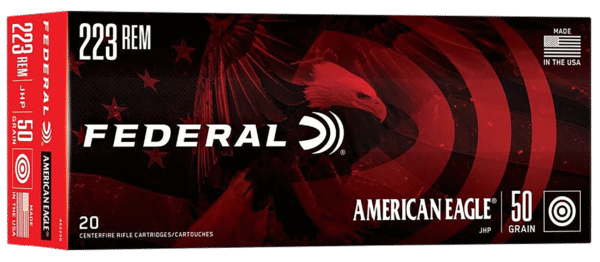 Federal AE223G American Eagle Varmint & Predator 223Rem 50gr Jacketed Hollow Point 20 Per Box/25 Case