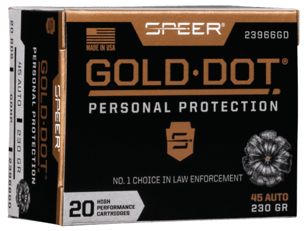 Speer 23966GD Gold Dot Personal Protection 45ACP 230gr Hollow Point 20 Per Box/10 Case