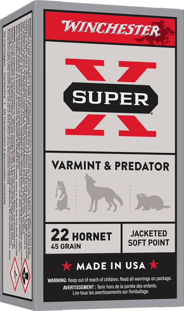 Winchester Ammo X22H2 Super X 22Hornet 46gr Jacketed Hollow Point 50 Per Box/10 Case