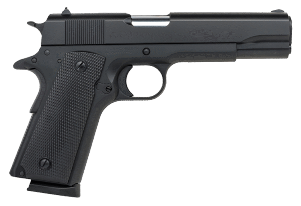 Tisas 10100518 1911 A1 Service 45 ACP 7+1, 5" Black Steel Barrel, Black Cerakote Serrated Steel Slide, Black Cerakote Steel Frame w/Beavertail, Ambidextrous