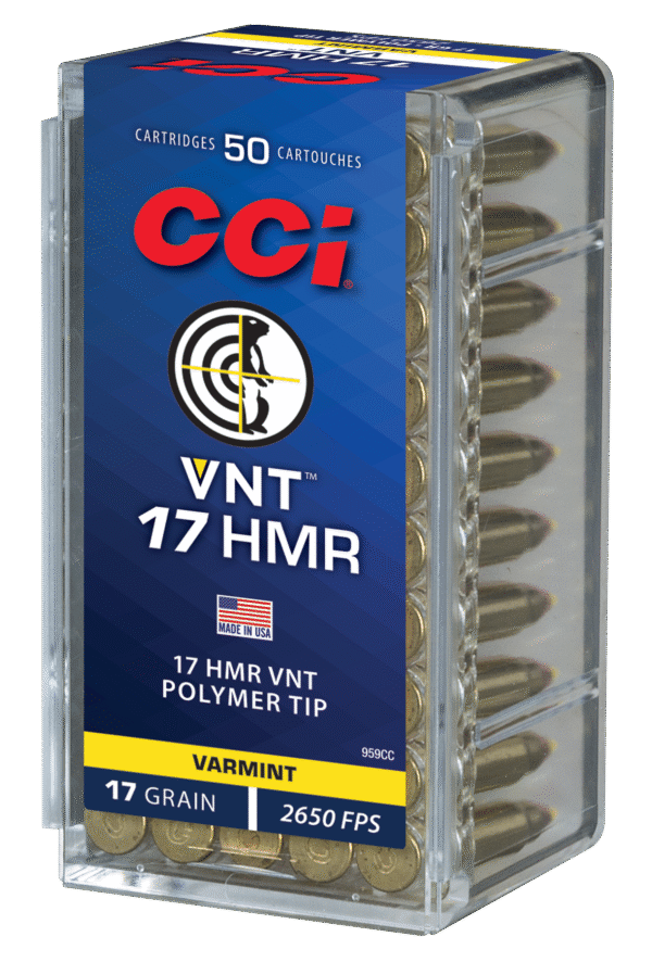 CCI 959CC VNT Rimfire 17HMR 17gr Varmint Tipped 50 Per Box/40 Case