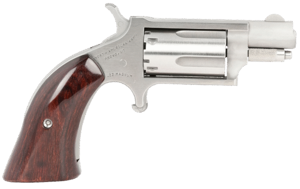 North American Arms 1860250 1860 Sheriff 22 WMR Caliber with 2.50" Barrel, 5rd Capacity Cylinder, Overall Stainless Steel Finish & Rosewood Boot Grip