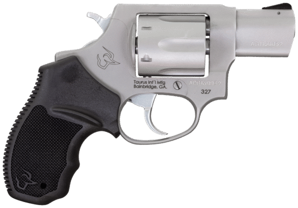 Taurus 232729 327 Small Frame 327 Federal Mag 6rd 2" Matte Stainless Steel Barrel, Cylinder & Frame, Black Finger Groove Rubber Grip, Hammer Safety