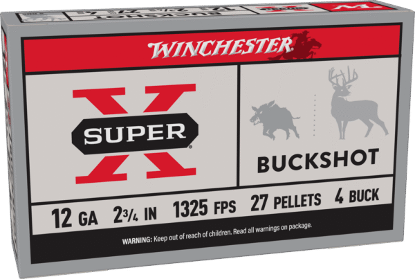 Winchester Ammo XB124 Super X 12Gauge 2.75" 27Pellets 4Buck Shot 5 Per Box/50 Case