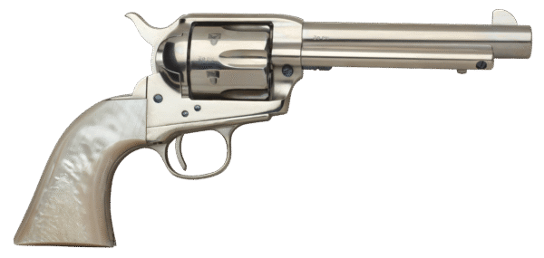 Taylors & Company 555113 1873 Cattleman 45 Colt (LC) Caliber with 5.50" Barrel, 6rd Capacity Cylinder, Overall Nickel-Plated Finish Steel & Mother of Pearl Grip