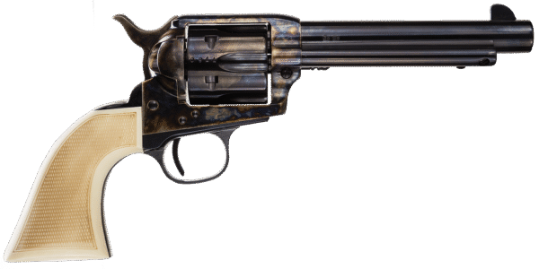Taylors & Company 555127 Marshal 45 Colt (LC) Caliber with 5.50" Blued Finish Barrel, 6rd Capacity Blued Finish Cylinder, Color Case Hardened Finish Steel Frame & Checkered White Grip