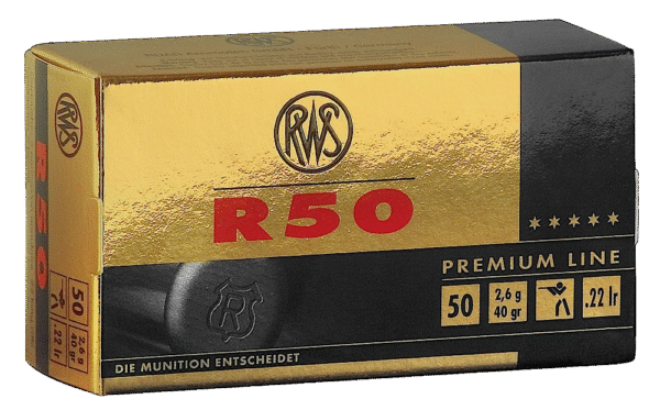 RWS/Umarex 2134187 R50 Premium Line 22LR 40gr Lead Round Nose 50 Per Box/100 Case
