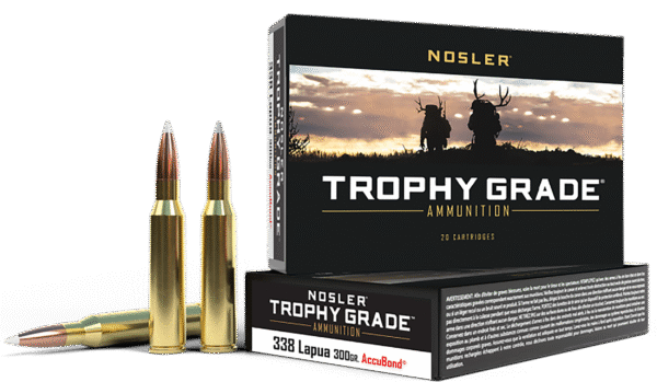 Nosler 49323 Trophy Grade  338LapuaMag 300gr Nosler AccuBond 20 Per Box/10 Case