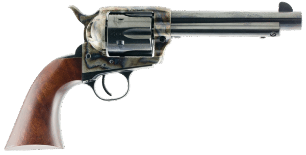 Taylors & Company 550858 1873 Gunfighter 45 Colt (LC) Caliber with 5.50" Blued Finish Barrel, 6rd Capacity Blued Finish Cylinder, Color Case Hardened Finish Steel Frame & Walnut Army Size Grip