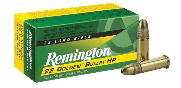 Remington Ammunition 21008 Golden Bullet Rimfire 22LR 36gr Plated Hollow Point 50 Per Box/100 Case