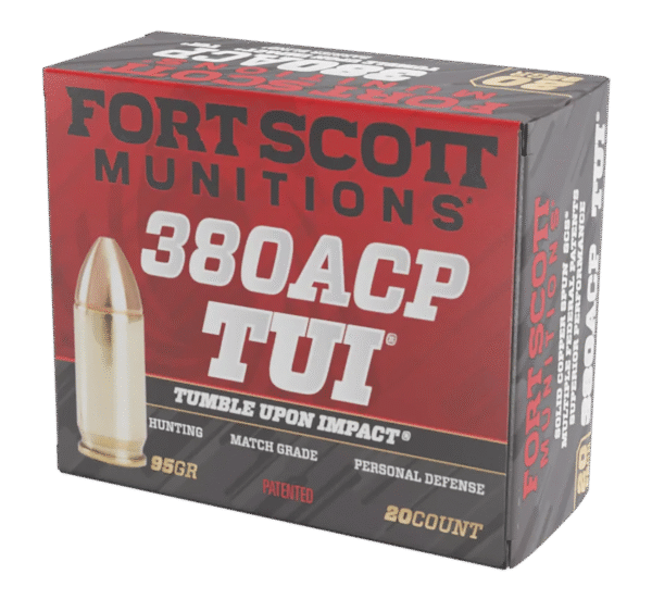 Fort Scott Munitions 380095SCV Tumble Upon Impact (TUI)  380ACP 95gr Solid Copper Spun 20 Per Box/25 Case