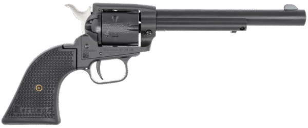 Heritage Mfg SRR22MBS6PG Rough Rider 22 LR/22 WMR 6 Shot/ 6.50" Black Satin Steel Barrel, Frame & Cylinder, Black Polymer Grip, Hammer/Thumb Safety, Exposed Hammer