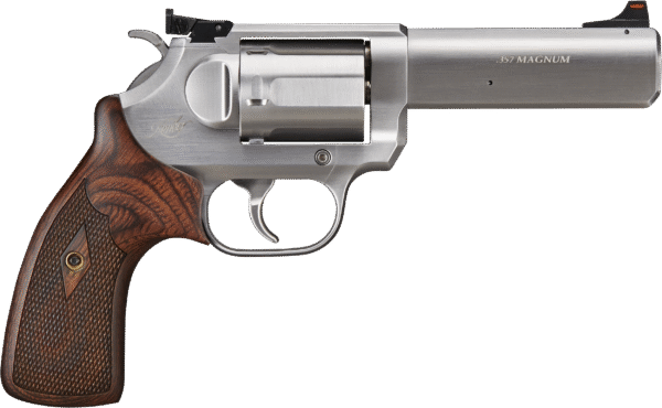 Kimber Mfg, Inc 3700621 K6S Target DA/SA 357 Mag 6 Shot 4" Brushed Stainless Steel Barrel & Cylinder, Brushed Stainless Stainless Steel Frame, Diamond Checkering Grip