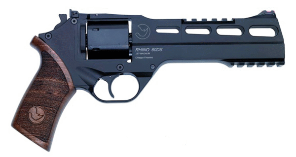 Chiappa Firearms CF340248 Rhino 60SAR *CA Compliant 357 Mag 6 Shot 6" Black Anodized Steel Barrel, Blued Steel Cylinder, Black Anodized Aluminum Frame & Barrel Shroud, Picatinny Rails, Walnut Grip