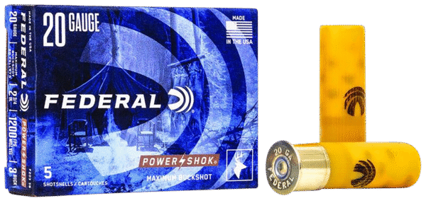Federal F2033B Power-Shok Magnum 20Gauge 2.75" 20Pellets 1oz 3BuckShot 5 Per Box/50 Case