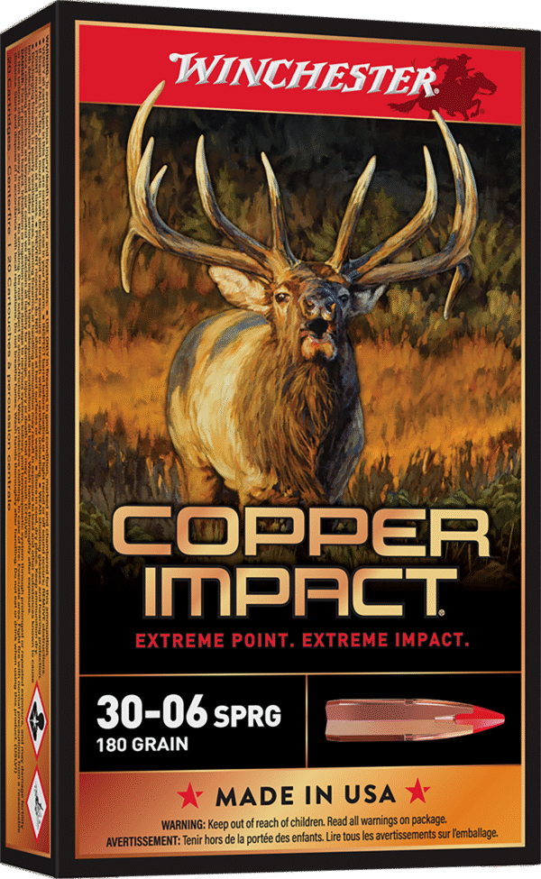 Winchester Ammo X3006CLF2 Copper Impact  30-06Springfield 180gr Copper Extreme Point Lead Free 20 Per Box/10 Case