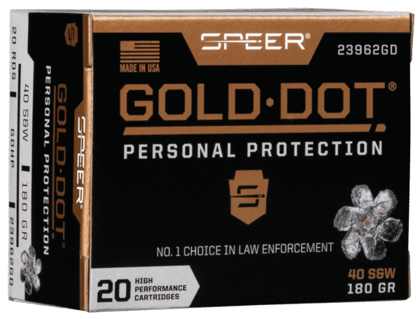 Speer 23962GD Gold Dot Personal Protection 40S&W 180gr Hollow Point 20 Per Box/10 Case