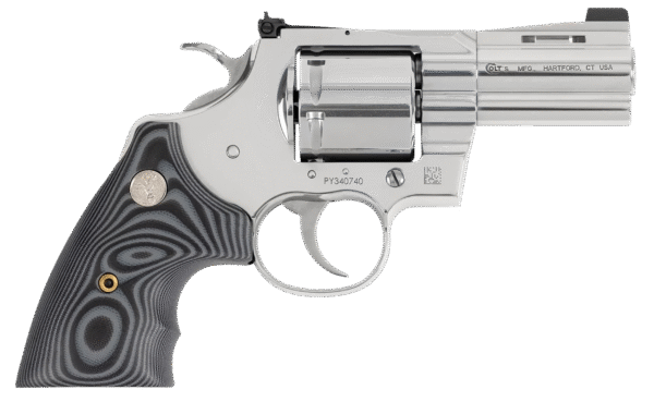 Colt Mfg PYTHONSP3NS Python Combat Elite 357 Mag 6 Shot, 3" Stainless Barrel, Cylinder & Frame, Black G10 Grip
