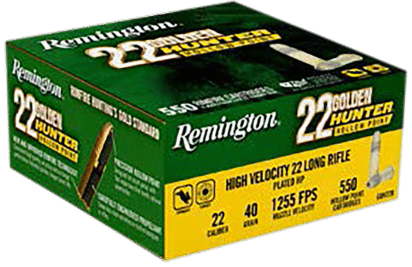 Remington Ammunition R21253 Golden Hunter  22LR 40gr Plated Hollow Point 550 Per Box/12 Case