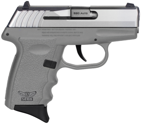 SCCY Industries CPX-3TTSG CPX-3 Sub-Compact Frame 380 ACP 10+1, 3.10" Stainless Quadlock Barrel, Serrated Stainless Steel Slide, Sniper Gray Polymer Frame w/Finger Grooves, No Safety, Right Hand