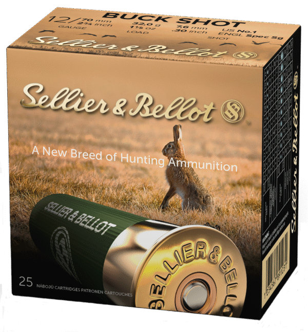 Sellier & Bellot SB12BSF Hunting 12Gauge 2.75" 12Pellets 1 1/8oz 1Buck Shot 25 Box/10 Case