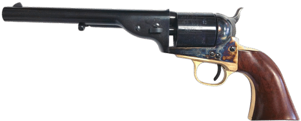 Taylors & Company 550725 1851 Open-Top 45 Colt (LC) Caliber with 7.50" Blued Finish Barrel, 6rd Capacity Blued Finish Cylinder, Color Case Hardened Finish Steel Frame & Walnut Navy Size Grip