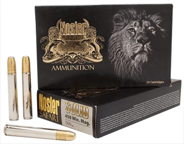 Nosler 40630 Trophy Grade Safari  458Lott 500gr Nosler Solid Flat Nose 20 Per Box/10 Case